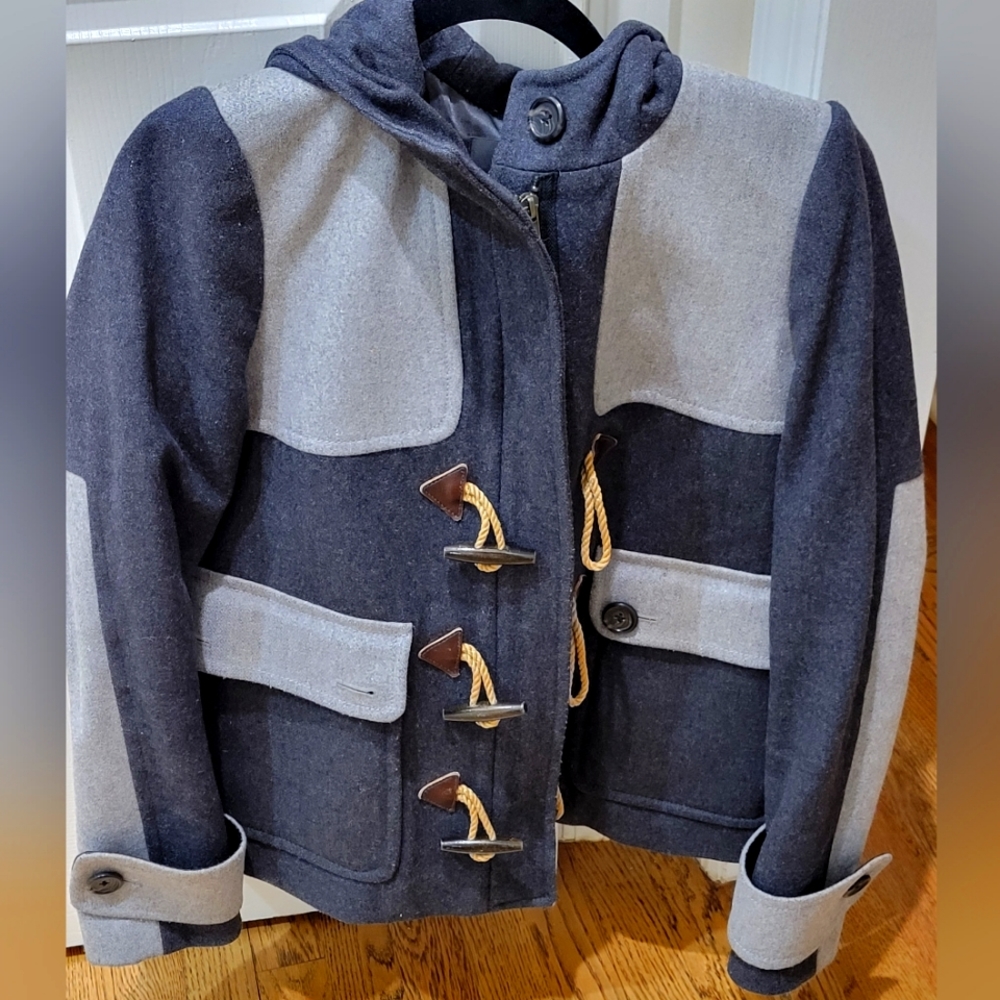 J crew retail colorblock toggle coat